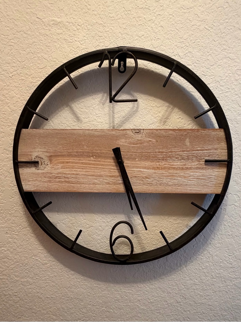 Hobby Lobby Black Metal and Natural Wood Accent Wall Clock